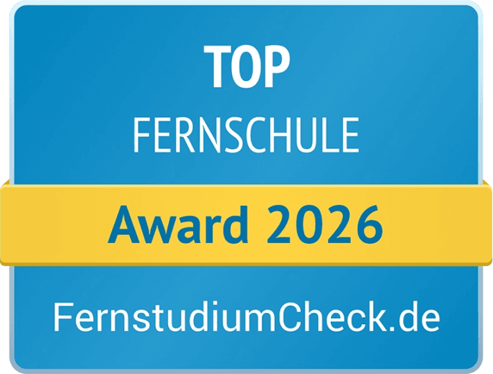 Siegel von Fernstudiumcheck.de für Top Fernschule 2026